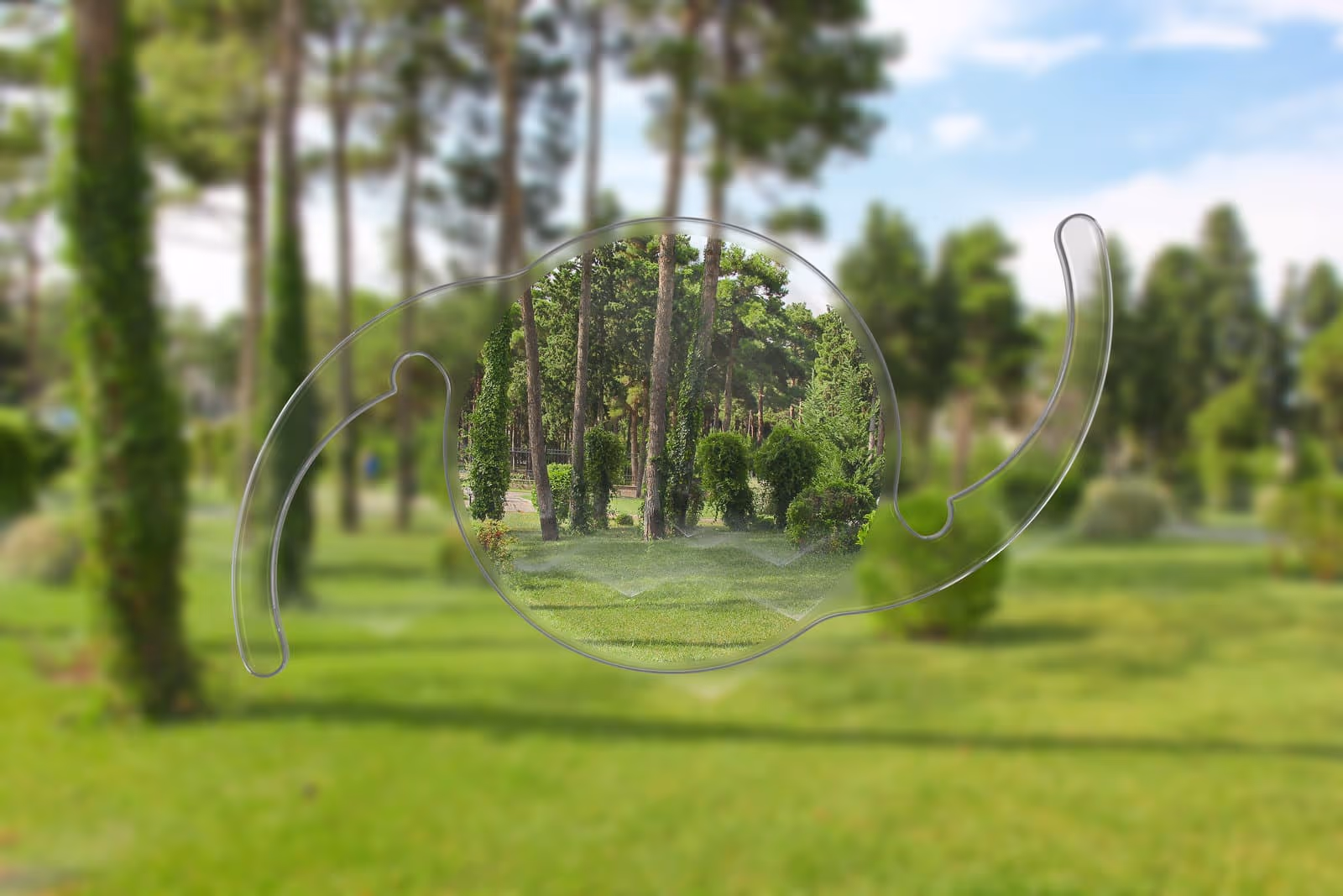 Exame de biomicroscopia (lâmpada de fenda) mostrando a opacificação do cristalino em paciente com catarata. Fonte: Wikimedia Commons.