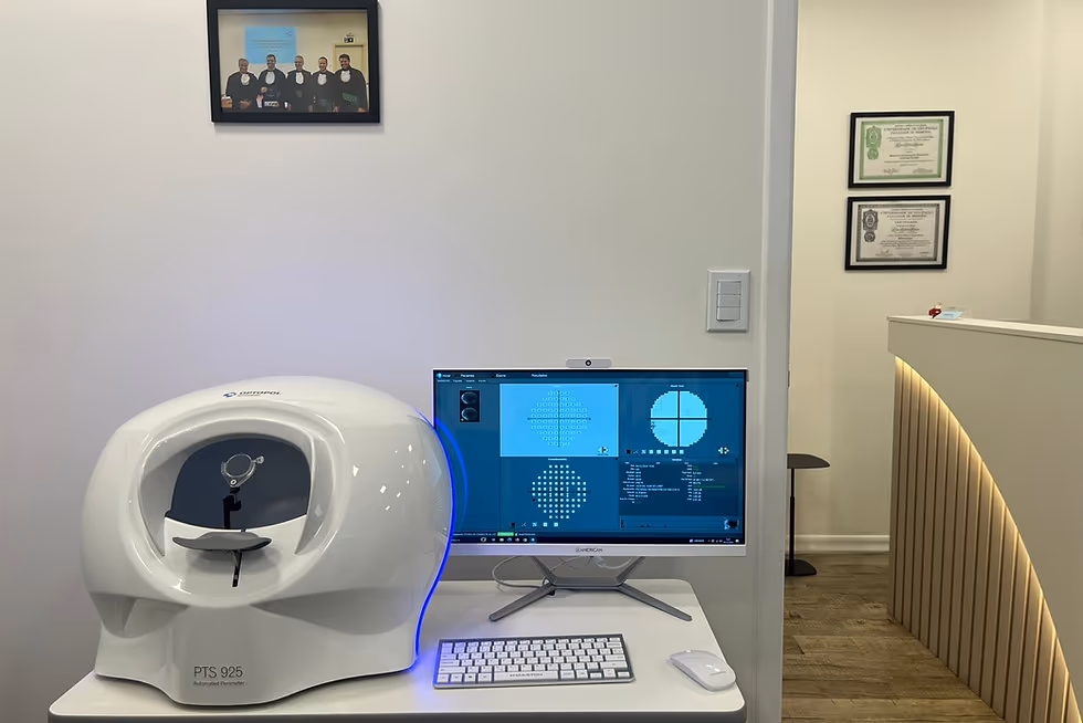 Exame de campimetria visual computadorizada na Ortolan Oftalmologia.